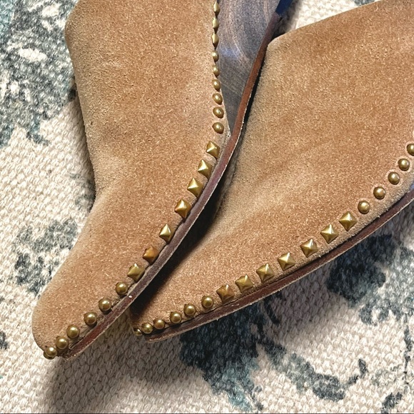 Callers Cordero Tan Suede Leather Mule Studded Wedge - Picture 6 of 10